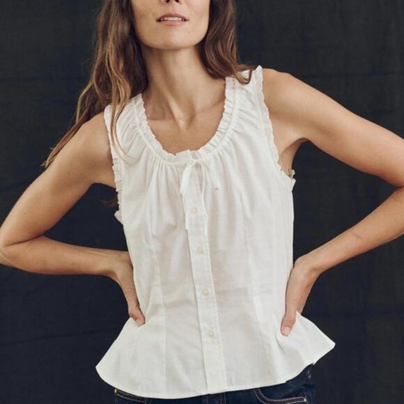 The Great. The Abbey Top Sleeveless Button-Front Tank Top True White Women's XS - Picture 1 of 10